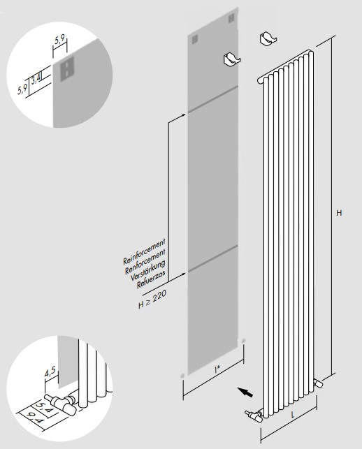 Технический чертеж Antrax AV 25s 1800x332